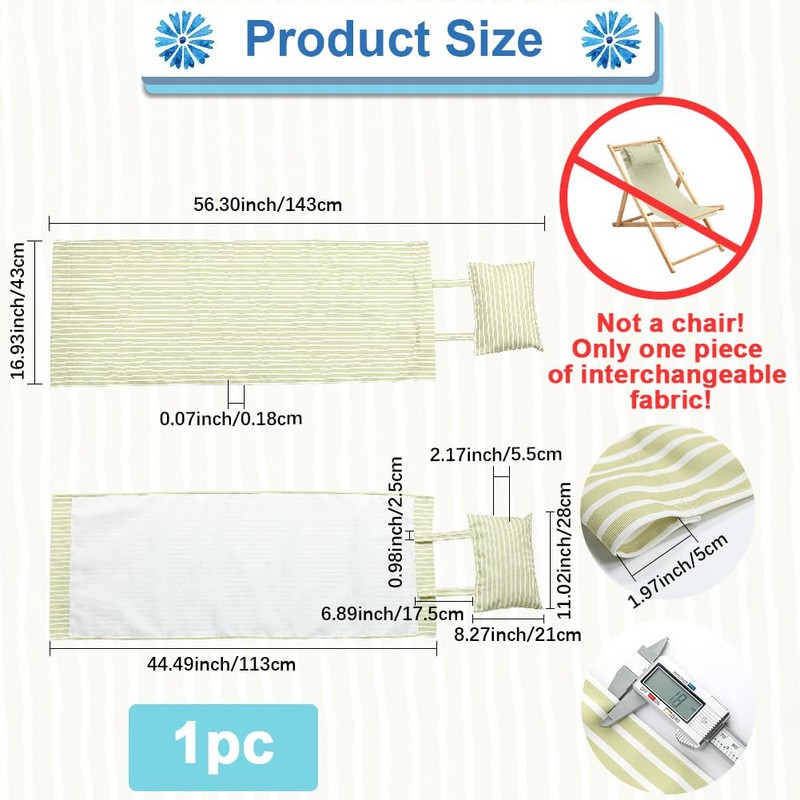 GORGECRAFT Beach Sling Chair Replacement Canvas 55.5x17 Inch Chair Cloth