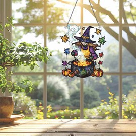 Kitchen Witch Ornaments Decor for Window Hanging - Kitchen Witch Gifts for Women Men - Home Room Christmas Decorations - 2D Flat Acrylic Ornament