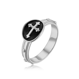 French Rosary Cross Ring for Women Catholics Jewelry Gift Praying Ring Size Q