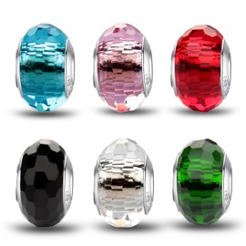 MICOO 925 Sterling Silver Charms for Bracelets,Fashion DIY Dangle Pendants Beads Simulated Birthstone Charms,Birthday Gifts for Women