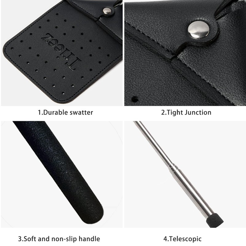 Trieez Flyswatter - Telescopic Fly Swatter, 2 Pack Sturdy Leather