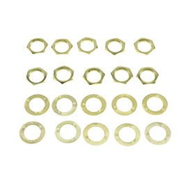 KAISH 10pcs Brass American Thread 3/8" Guitar Pots Nuts Potentiometer Hex Nut Guitar Jack Nut and Washers for CTS Pots & Switchcraft & Pure Tone Jacks Gold