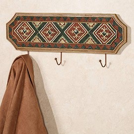 Touch of Class Tribal Spirit Wall Hook Rack Russet and Brown Tones 14" Wx1 Dx5.5 H