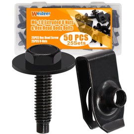 weideer 50PCS M6-1.0 Universal Fender Liner Screw U Nut Kit,Engine Splash Shield Hex Head Screw U Clips,Automotive Body Screws Clips(25sets) K-194-25