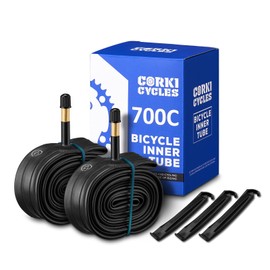 Corki Cycles Road Bike Tubes 700 x 23c 24c 25c 28c 30c 32c 35c 37c 38c 40c 42c 43c, 28" 700c Bike Tube, Presta/Schrader Valve 48mm 60mm 80mm 2 Pack