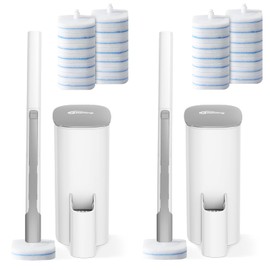 oshang Disposable Toilet Brush 2 Pack- Toilet Bowl Cleaner, Toilet Cleaning Supplies, Toilet Brush with Holder, 28 Refills for Deep Cleaning and Hygienic Bathroom Maintenance