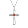 FJ Infinity Cross Necklace 925 Sterling Silver Religious Pendant Garnet