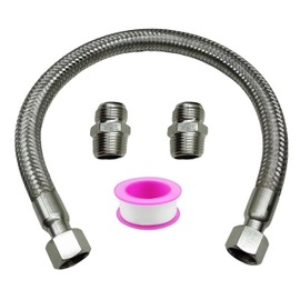 KWEOTUGO Industrial Grade Compressor Jumper Hose 1/2" NPT Male 20" Length 750°F & 450 PSI Both Sides Fittings Rotate Freely Flexible Whole body Stainless Steel Metal Hose