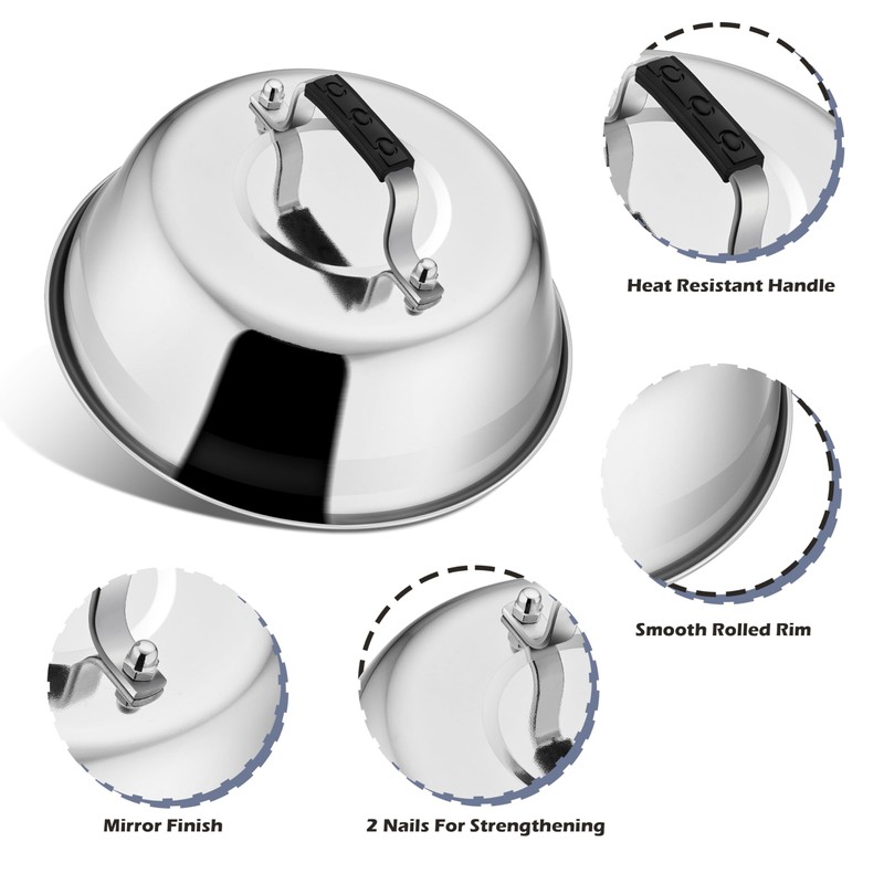 Herogo Cheese Melting Dome, 2 Pieces Stainless Steel Burger Cover