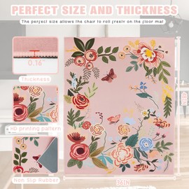 Office Chair Mat for Hardwood Floor 36"X 48" Office Rugs for Gaming Rolling Chairs Computer Desk Chair Non-Slip Butterfly Floral Protector Mats for Hard Floor & Tile Floor Decor