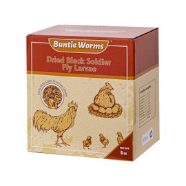 BUNTIE WORMS Dried Black Soldier Fly Larvae 5LB, High Protein Chicken Feed, 100% Natural Non-GMO – Treat for Chicken More Calcium Than Mealworms, Food for Laying Hen, Ducks, Wild Birds