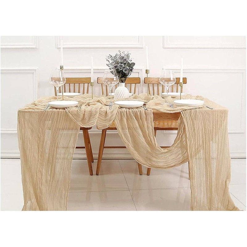 1 Pack Beige 10FT Table Runner Cheesecloth