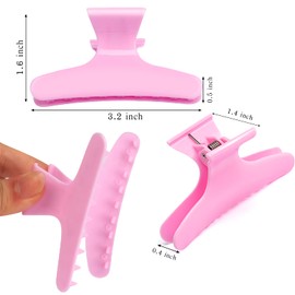 Ondder 12 Pack Butterfly Hair Clamps Clips Hair Claw Clips Salon Pro Section Clip for Styling, Sectioning, Cutting, Coloring Large Hair Clips Hairdressing Salon Tool Hair Accessories for Women Girls-Pink