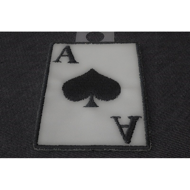 Reflective Ace of Spades Patch - 2x3 inch. Embroidered Iron
