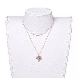 Unbranded Stainless Steel Tree of Life Pendant Necklace Satellite Rose Gold 16.5" Z515