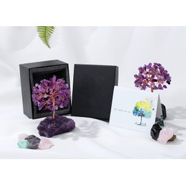 XIANNVXI Crystal Tree Amethyst Tree Crystal Tree of Life with Gemstone Base Money Tree Reiki Healing Fengshui LuckyTree for Desk Decor Cute Room Decor