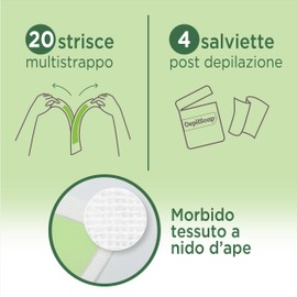 Depilsoap® – Strisce Depilatorie Corpo Per Pelli Normali – 20 Strisce Depilatorie Braccia E Gambe E 4 Salviettine Post-Depilazione – Nuova Formula Arricchita Con Olio Di Avocado E Olio Di Jojoba