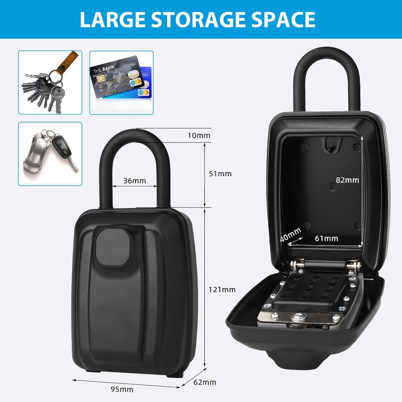PZJFH Key Safe Lock Box Outdoor Hangable Weatherproof Portable Lock