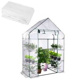 yeesport 56x56x76Inch PE Cover for Walk-in Greenhouse with Roll-Up Zip Panel Door, PE Replacement Cover for Gardening and Growing Plants Outdoors with Front Roll-Up Zipper Entry Door (White)