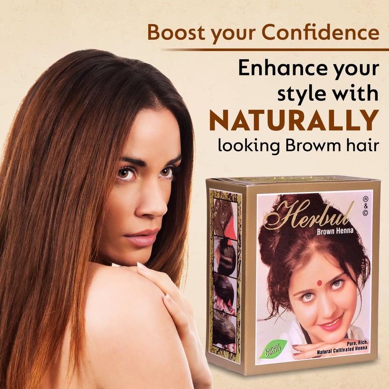 Herbul Henna Hair Dyes (Brown, 6 Sachets x 10 g
