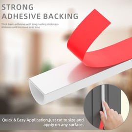 Silicone Weather Stripping Door Seal Strip,Soundproofing Window Insulation Draft Stopper,Selfadhesive Door Weather Stripping for Door Frame in Winter (White-D, 3/8" (W) x 1/4" (T) x 23' (L))