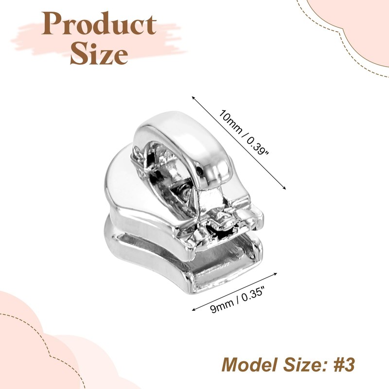 sourcing map 10 Pcs Zipper Sliders, #3 Zipper Pull Replacement