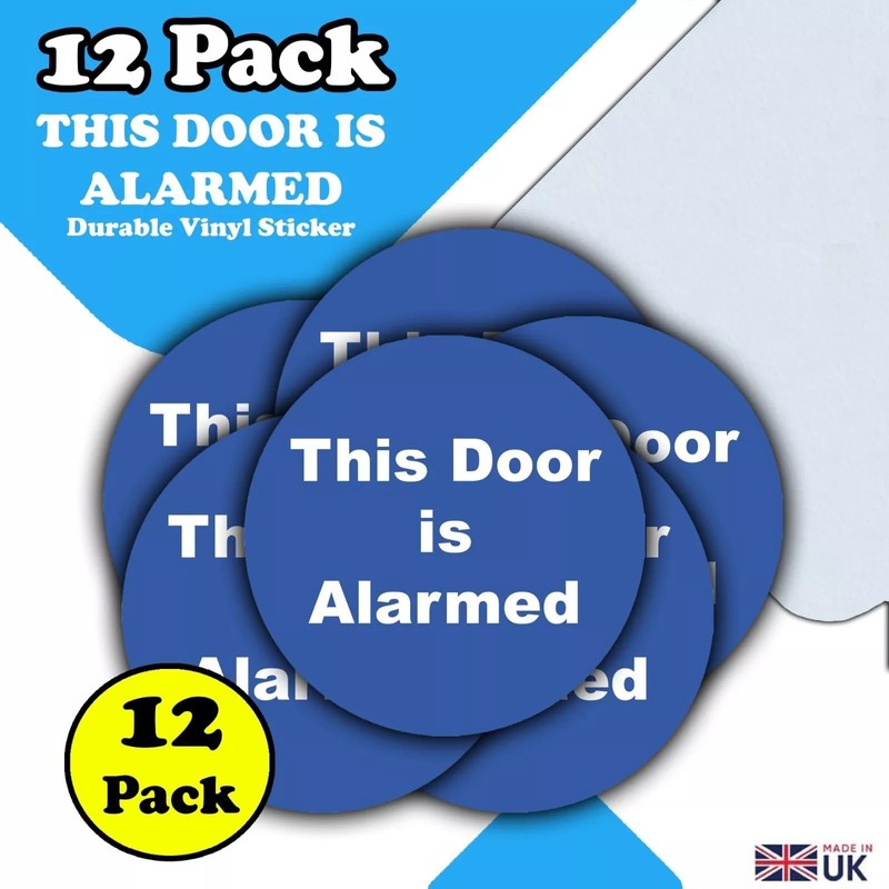 12-Pack - This Door Is Alarmed Vinyl Stickers - 85mm