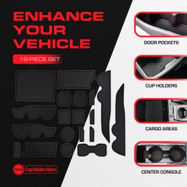 CupHolderHero fits Toyota Tacoma Accessories 2016-2023 Premium Custom Interior Non-Slip Anti Dust Cup Holder Inserts, Center Console Liner Mats, Door Pocket Liners 19pc Set (Double Cab) (Black Trim)