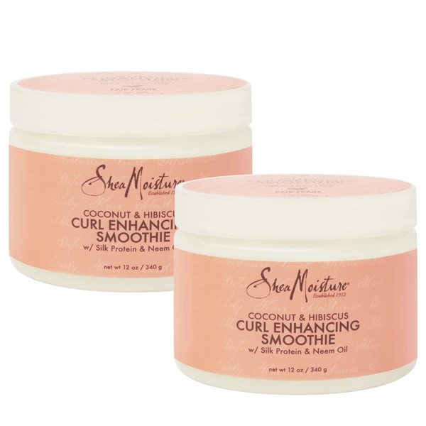 Shea Moisture Curly Hair Products, Coconut & Hibiscus Curl Enhancing Smoothie with Shea Butter, Sulfate Free, Paraben Free Hair Cream for Anti-Frizz, Moisture & Shine, 12 Fl Oz