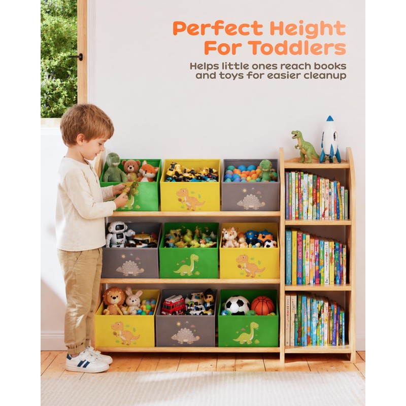 yoopin Toy Storage Organizer with 3 Shelves and 9 Bins,