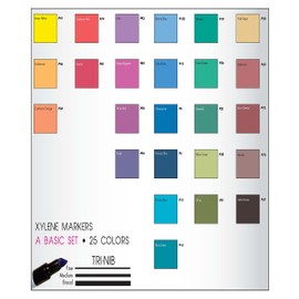 AD Marker The Original Chartpak, Tri-Nib, 25 Assorted Basic Colors in Tabletop Cube, 1 Each (A)
