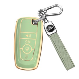 QBUC for Ford Key Fob Cover, Soft TPU Full Protection Key Fob Case Compatible with Ford F-150 2018-2024 Fusion Mustang Expedition Escape Edge Explorer Bronco Ranger Accessories (4 Buttons, Green)