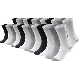 Cotton Crew Socks, 24 Pairs, Men Women Premium Moisture Wicking Casual Sport Unisex Value Bulk Pack