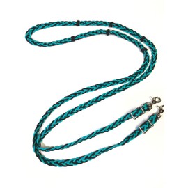 barrel reins with adjustable grip knots, teal barrel reins