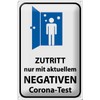 FEMER Tin Sign with German Text "Zutritt Negative Corona Test