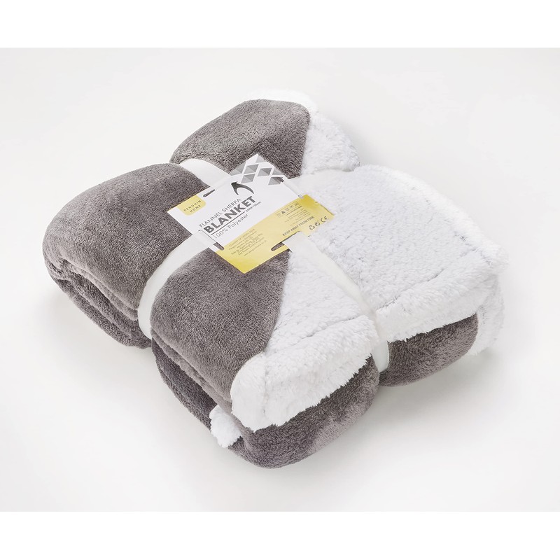 Penguin Home Solid Sherpa Blanket, Microfiber Throw for All Season,