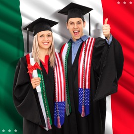 JaGely Country Flag Graduation Stole Sash Honor Cords Class of 2025 First Generation Grad Stole for International Student(Mexican USA)