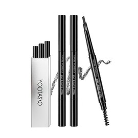 YOOTASIO 3-piece Double-ended Eyebrow Pencil, Pencil & Brush, 2 Function in One, New Waterproof Formula, Eyebrow Pencil, For Women & Men, Genderless Cosmetics, 0.3g YT1011 (Black x 3 Pack)