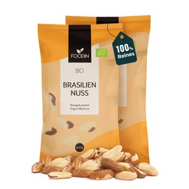 FOODIN Brazil Nuts 2 x 500 g, Excellent Source of Protein and Unsaturated Fatty Acids, 100% Organic Brazil Nuts, Gluten Free and Vegan, Pack of 2