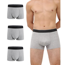 IRISMORII Incontinence Protective Underwear for Men Washable Bladder Leak Proof Boxer Brief 60 ml Absorbency Trunk 3 Pack (3 Gray, M)