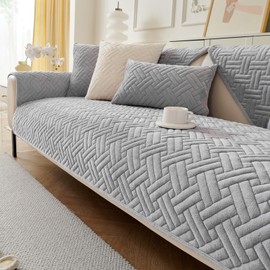 GKXLH New Sofa Cover Washable - Soft Milk Flannel Sofa Covers 1 2 3 Seater, Non-Slip Sofa Slipcovers, Couch Covers for Sectional Sofa, Corner Couch Cover L Shape Furniture Protector (Light Grey)