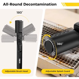 Electric BBQ Grill Cleaning Brush Heavy Duty Steel Wire & Nylon Bristle Cleaner High Temperature Resistant Grease Remover for BBQ Grill Grates and Racks