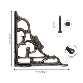 Edenic 2pcs Scaffold Board Shelf Brackets - 5x5 Inch Cast Iron Heavy Duty Wall Bracket for Shelves with 12 Wall Mounted Screws 25mmx3.5mm for Kitchen, Living Room, Outdoor Countertop Support