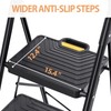 TOOLF 3 Step Ladder, Sturdy Steel Step Stool with Anti-Slip