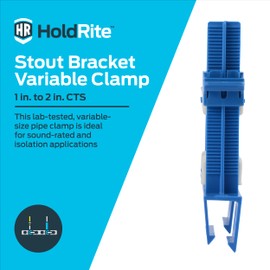 HoldRite 1 Inch x 2 Inch CTS/IPS Variable Isolation Pipe Clamp, PEX, PE-RT, CPVC, Copper, 280-H