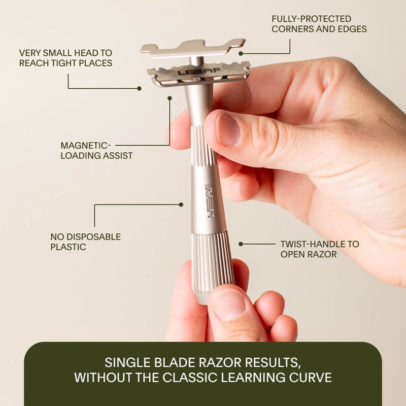 Leaf Shave Twig Razor + Blades - Black, 1 Razor