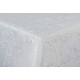 First-Tex Tablecloth Damask Jacquard Brilliant Mottled 90 x 90 cm in Silver/Light Grey with Straight Edge
