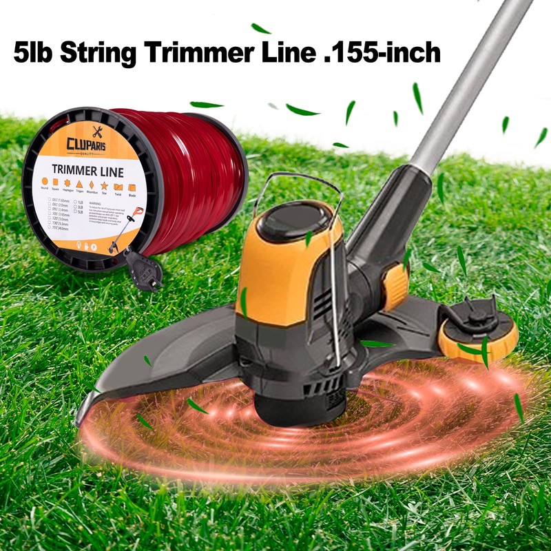 Cluparis 5-Pound Heavy Duty Square Trimmer Line .155-inch-by-492-ft Commercial String