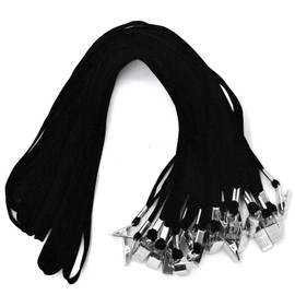 Black Lanyards 100 PCS Badge Lanyards with Clip Office Neck Flat Bulk Lanyard with Badge Bulldog Clip