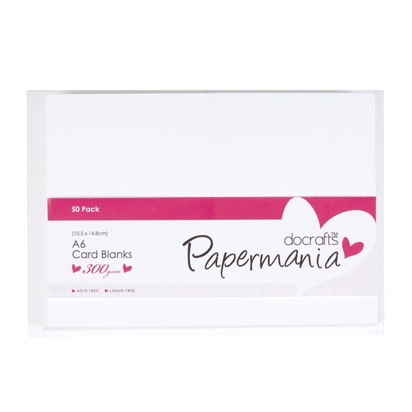 Papermania A6 Blank Card and Envelope, Pack of 50, White